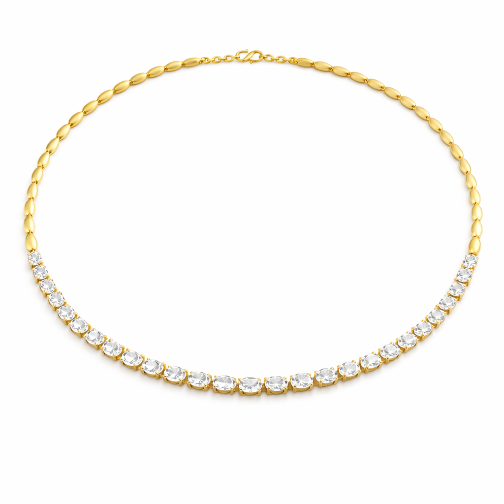 Celestia Oval Diamond Graduated Necklace