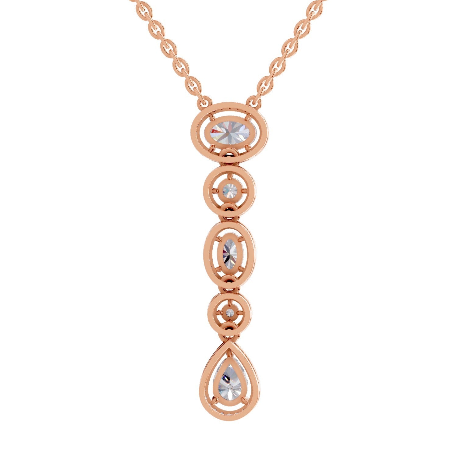 1.76 Ct Multi-Diamond Drop Necklace | 14K Rose Gold