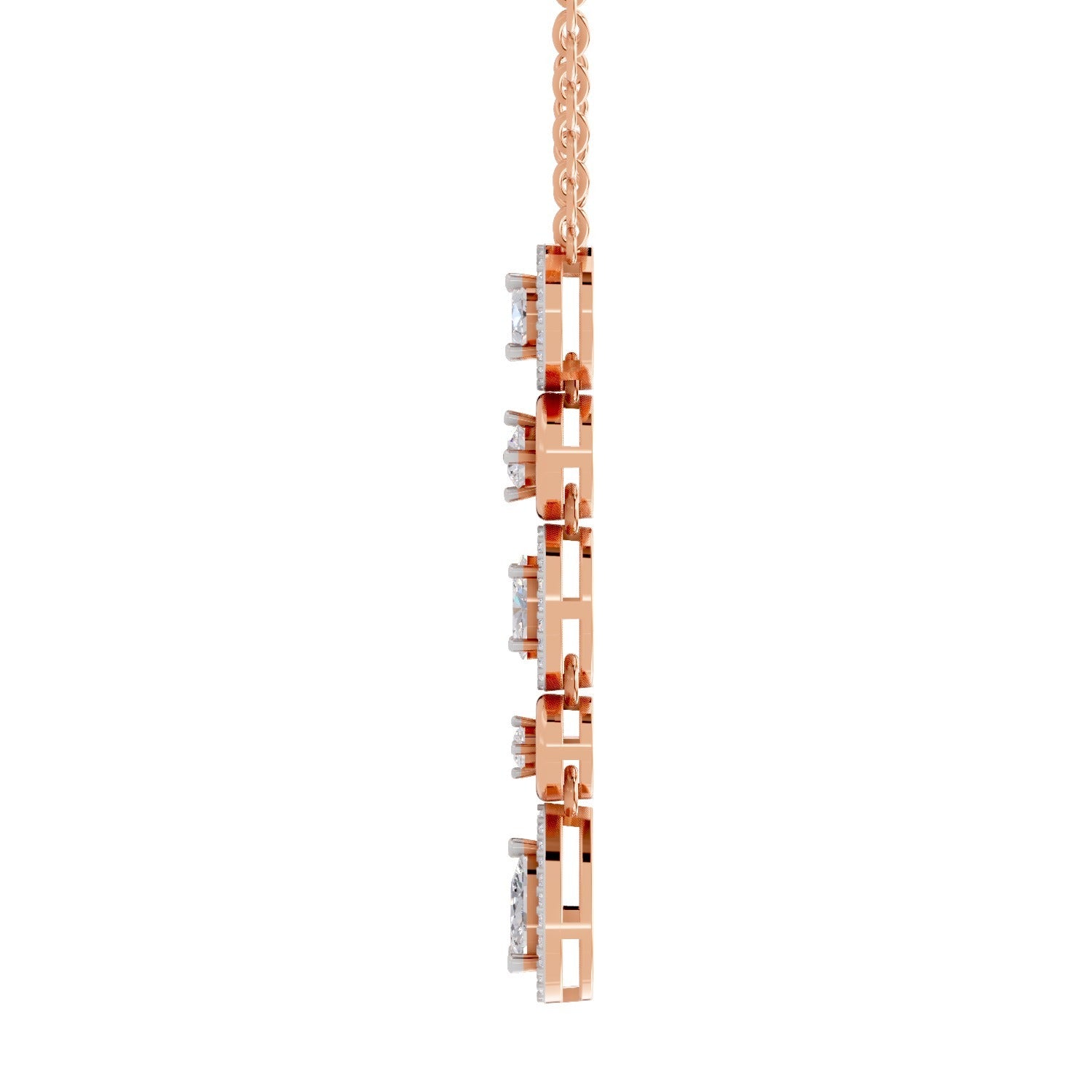 1.76 Ct Multi-Diamond Drop Necklace | 14K Rose Gold