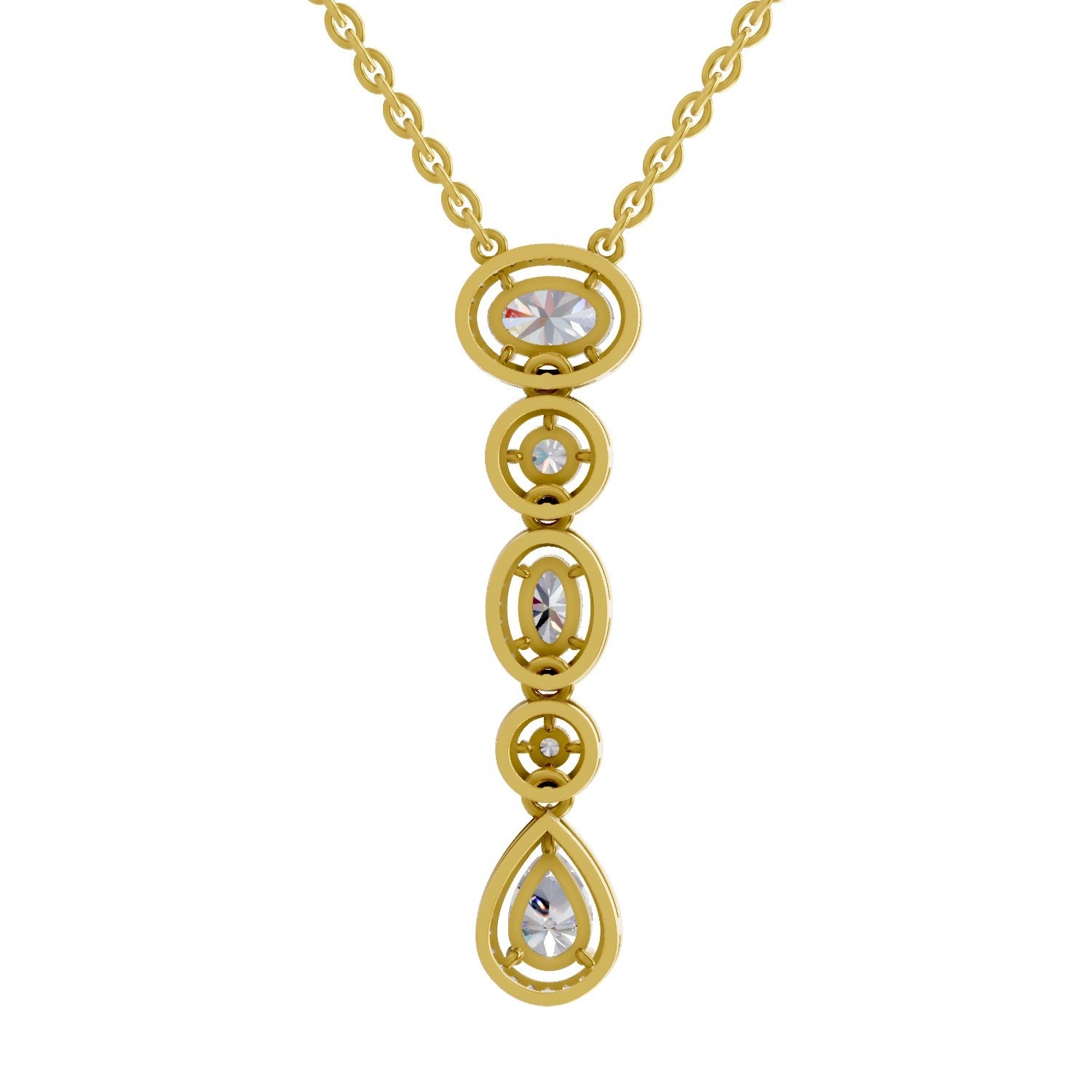 1.76 Ct Multi-Diamond Drop Necklace | 14K Yellow Gold