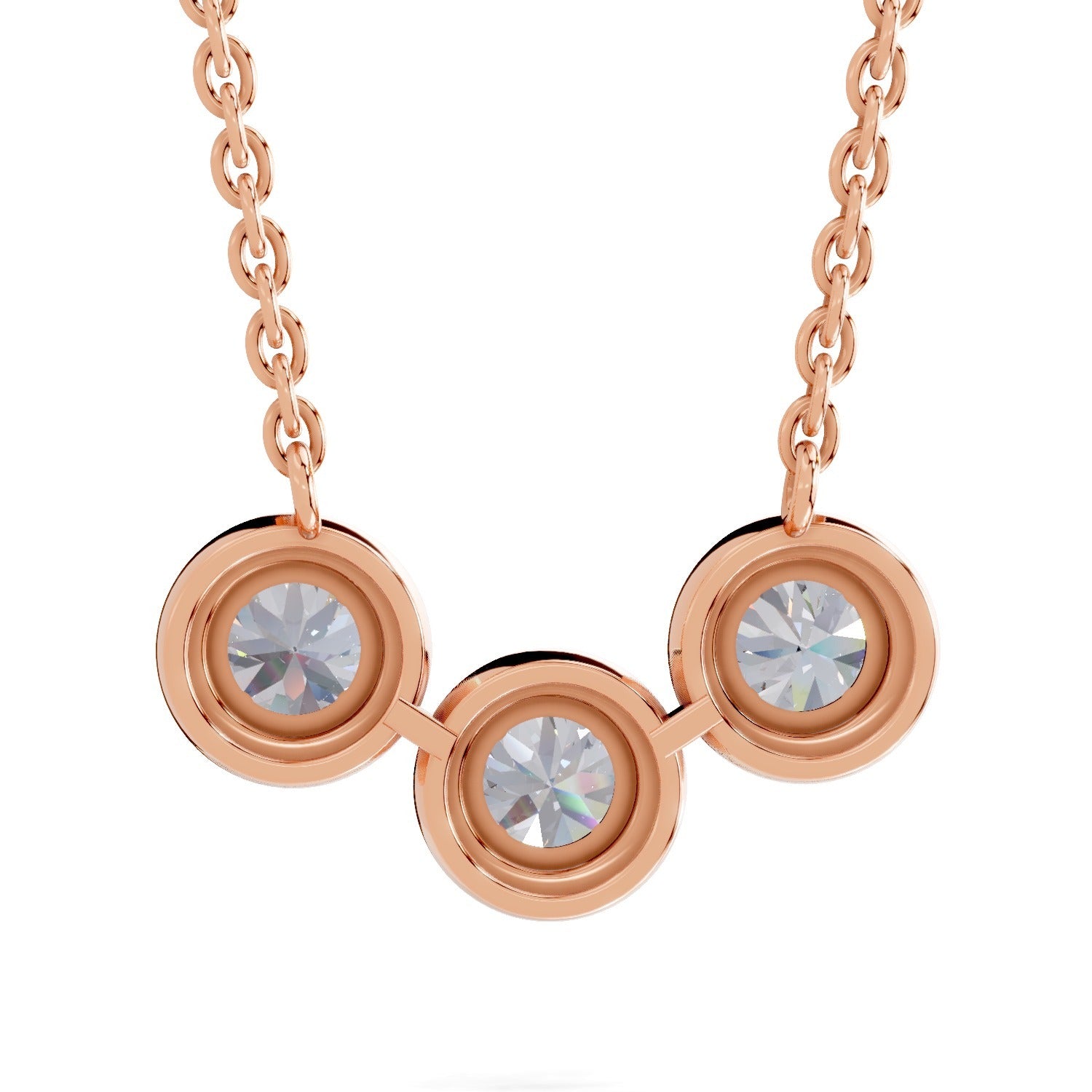 1.64 Ct Round Shape Halo Diamond Necklace | 14K Rose Gold