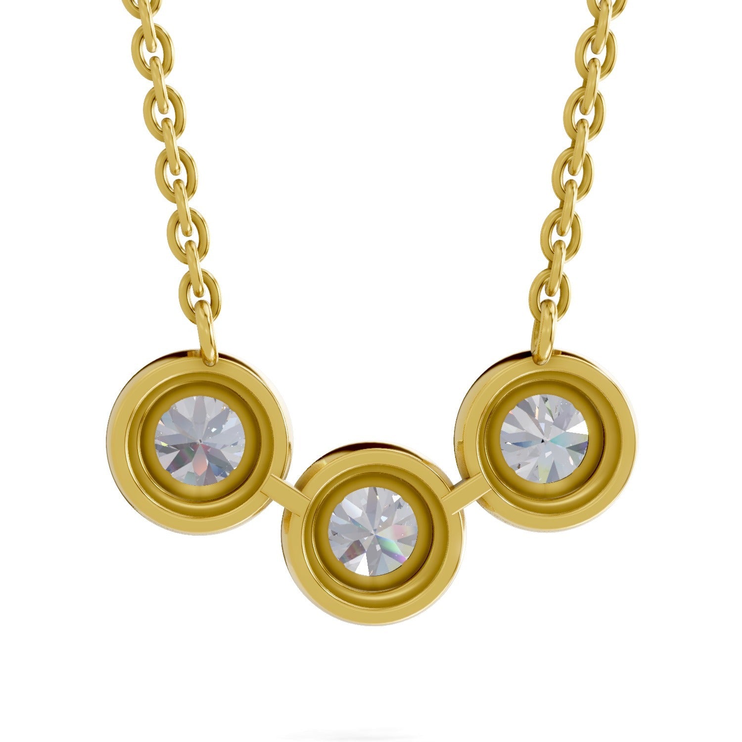1.64 Ct Round Shape Halo Diamond Necklace | 14K Yellow Gold