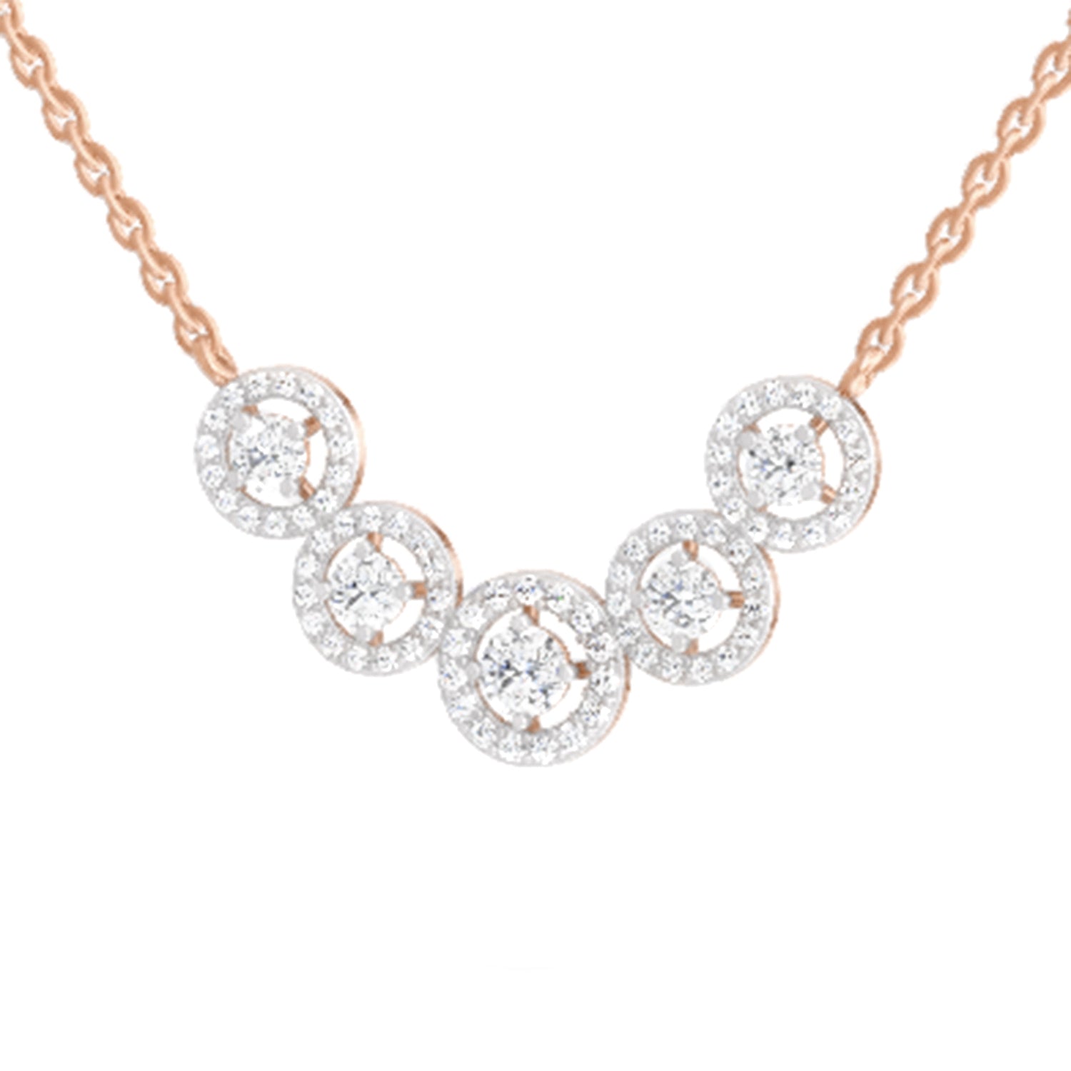 0.11 Carat Round 5 stone Necklace | 14K Rose Gold