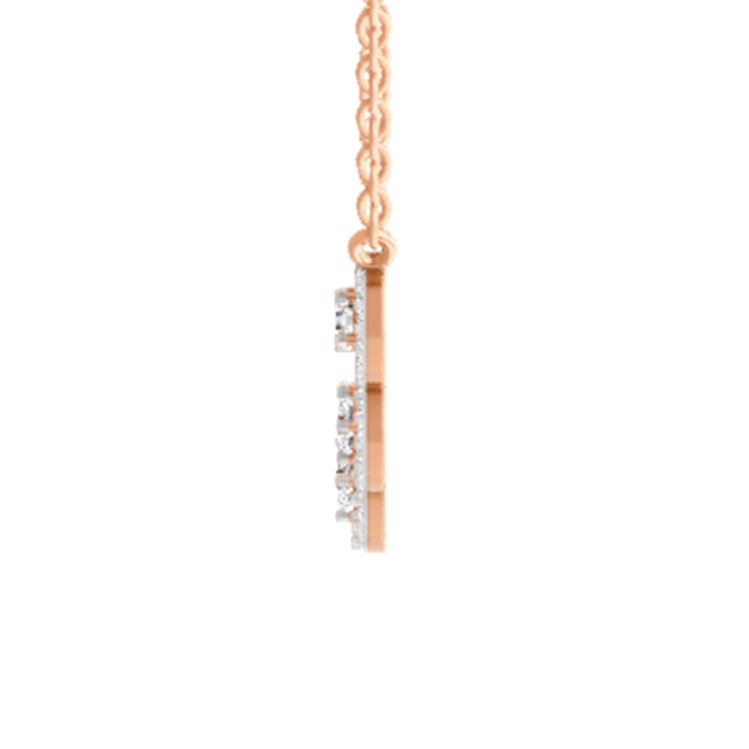 0.11 Carat Round 5 stone Necklace | 14K Rose Gold