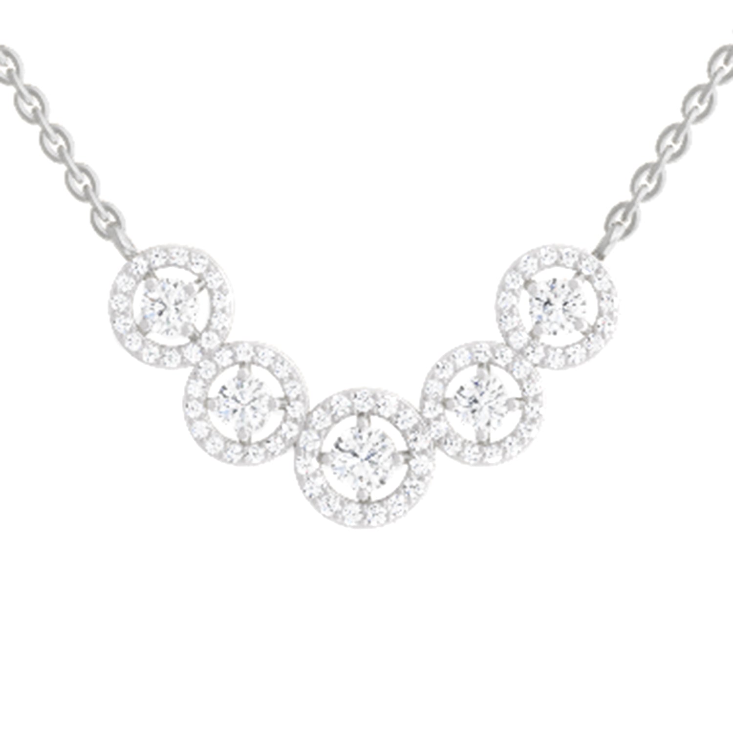 0.11 Carat Round 5 stone Necklace | 14K White Gold