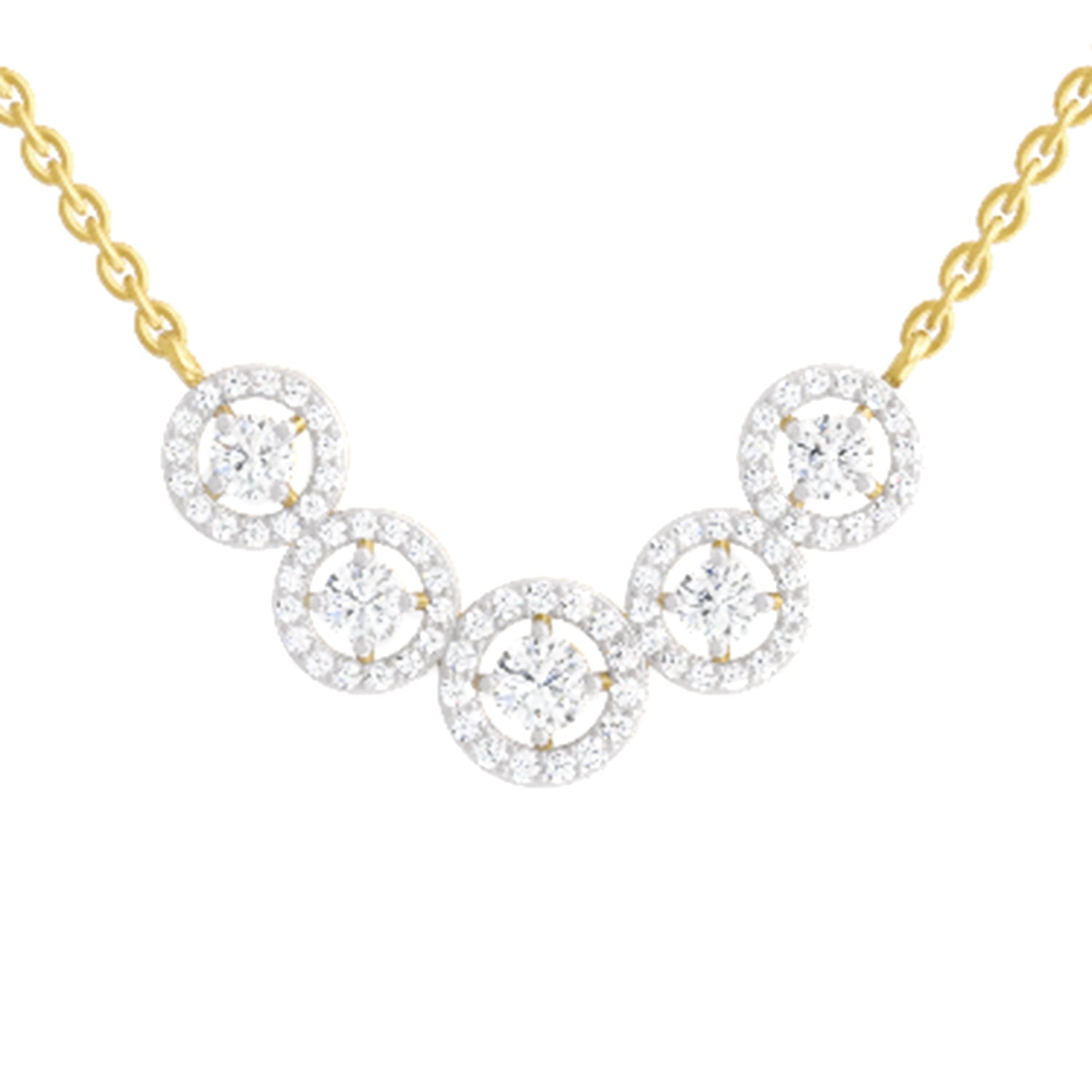 0.11 Carat Round 5 stone Necklace | 14K Yellow Gold