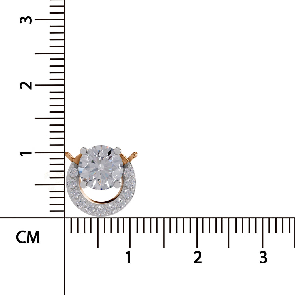 1.15 Ct Round Shape Halo Diamond Necklace | 14K Rose Gold