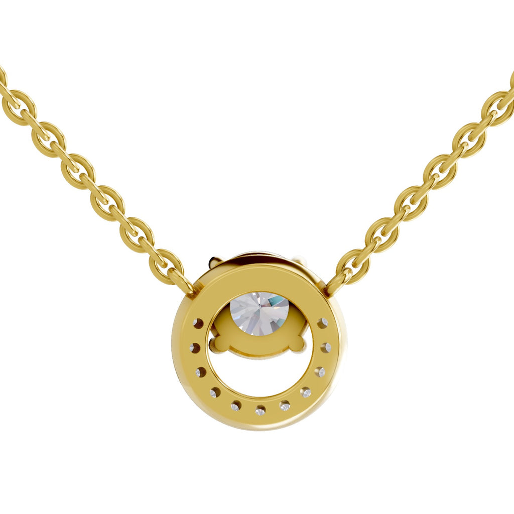 1.15 Ct Round Shape Halo Diamond Necklace | 14K Rose Gold
