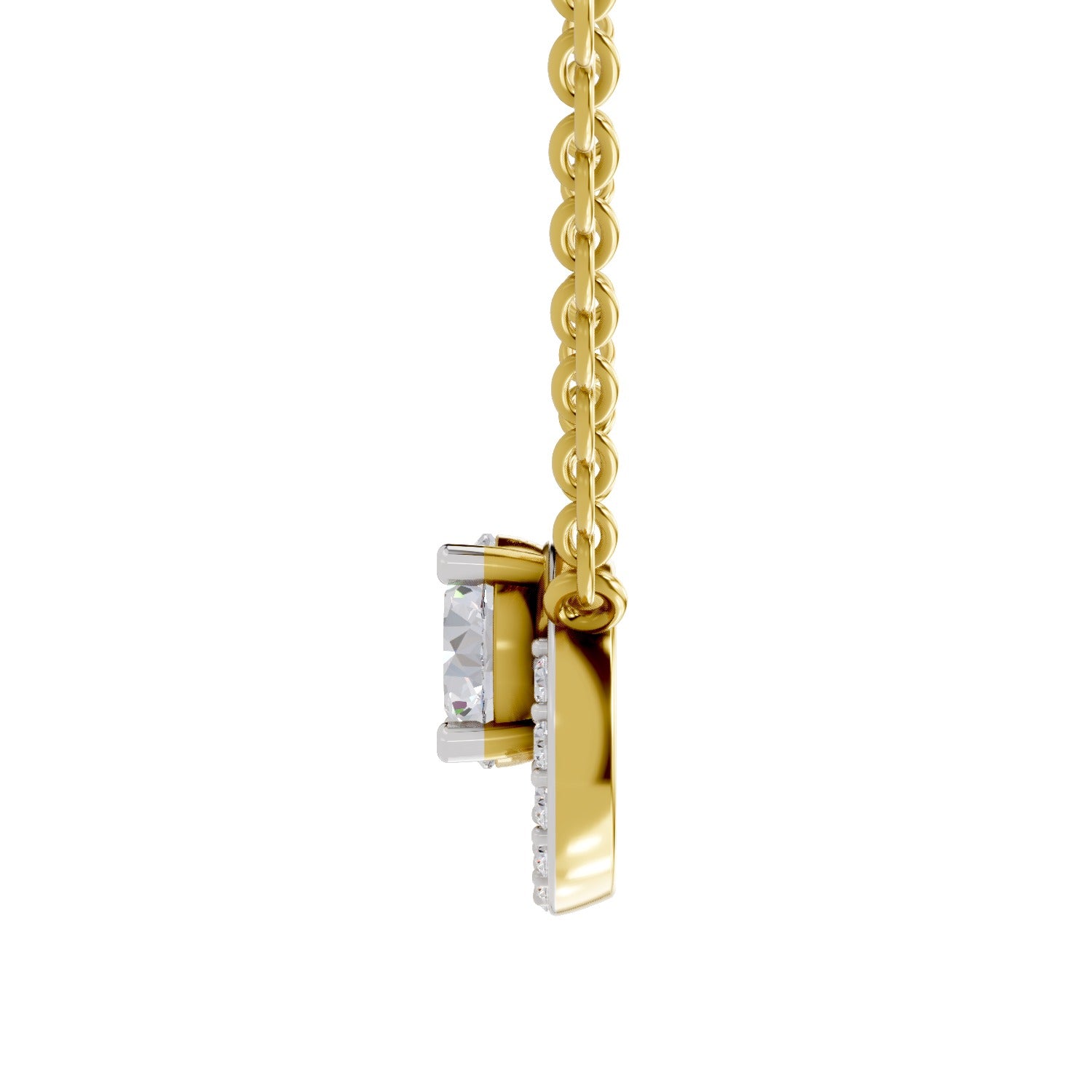 1.15 Ct Round Shape Halo Diamond Necklace | 14K Yellow Gold