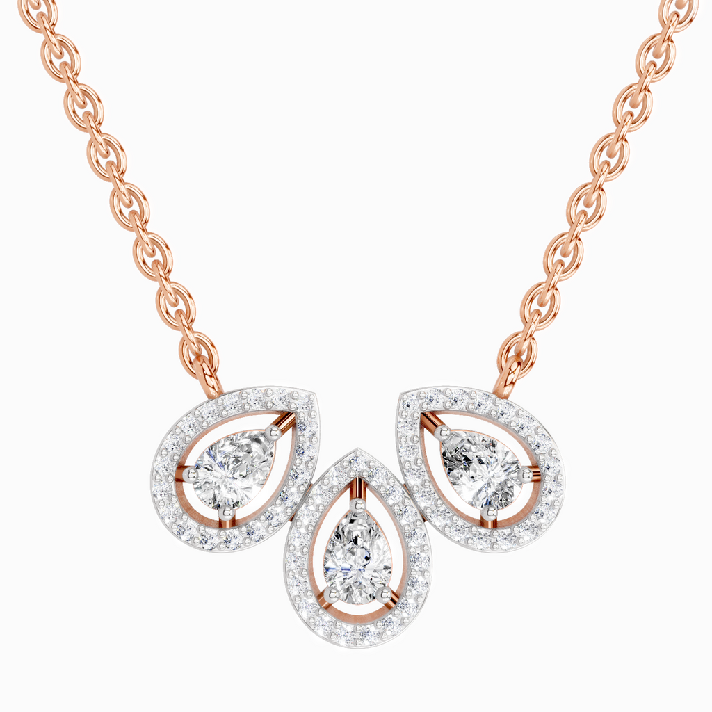 0.73 ct Pear Trio Pendant Necklace in 14K