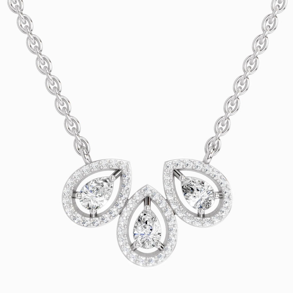 0.73 ct Pear Trio Pendant Necklace in 14K