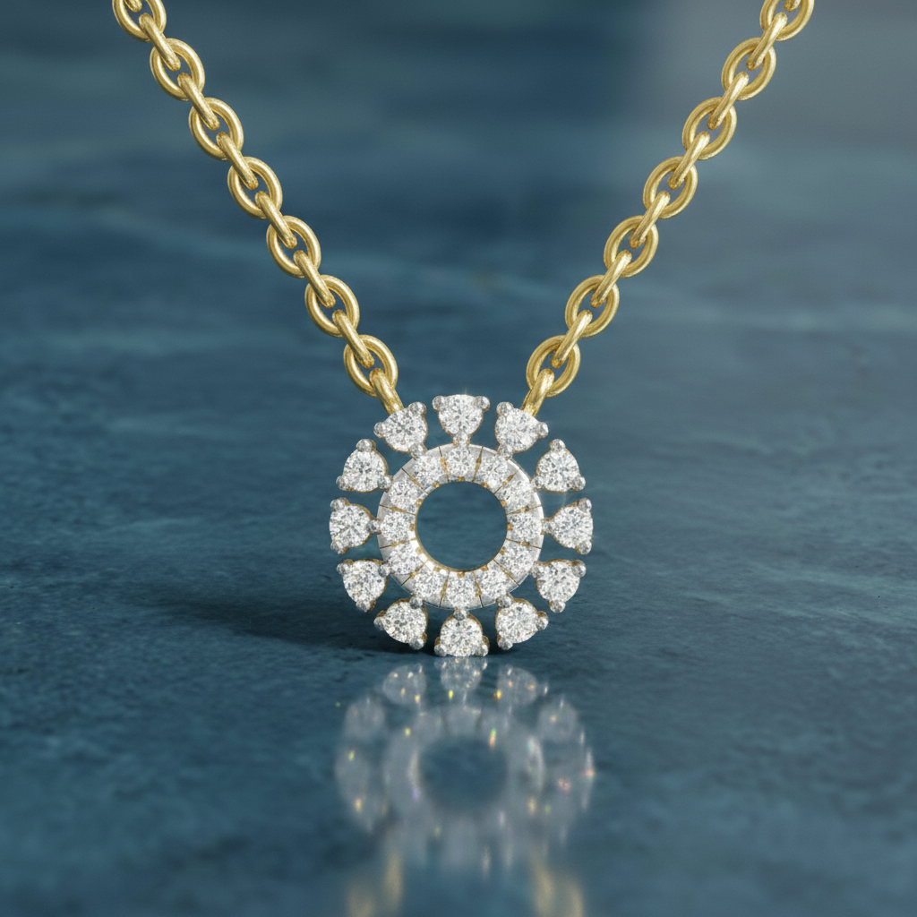 0.24 Carat Round Necklace | 14K Yellow Gold