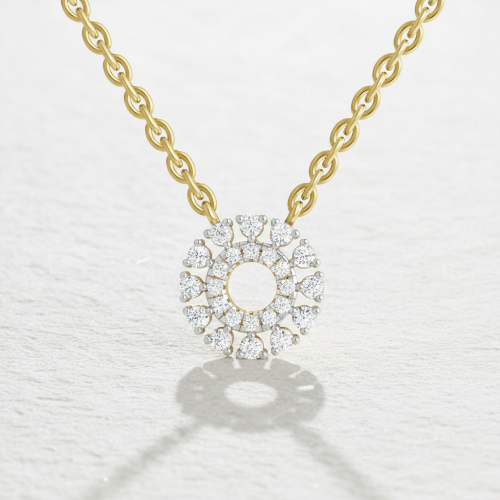 0.24 Carat Round Necklace | 14K Yellow Gold