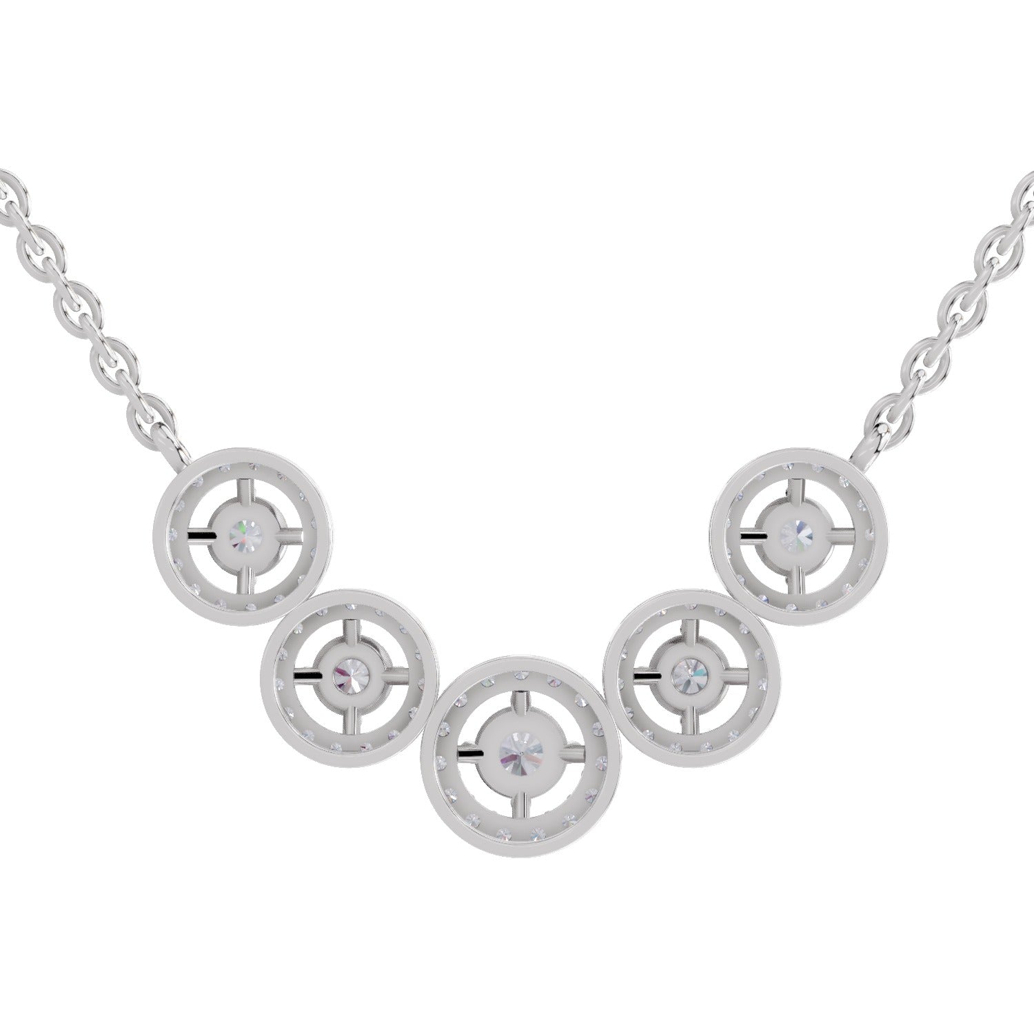 1 Ct Round Shape Halo Diamond Necklace | 14K White Gold