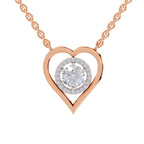 0.61 Ct Heart Halo Diamond Necklace in 14K
