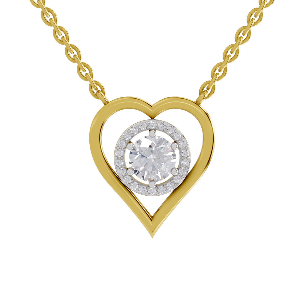 0.61 Ct Heart Halo Diamond Necklace in 14K