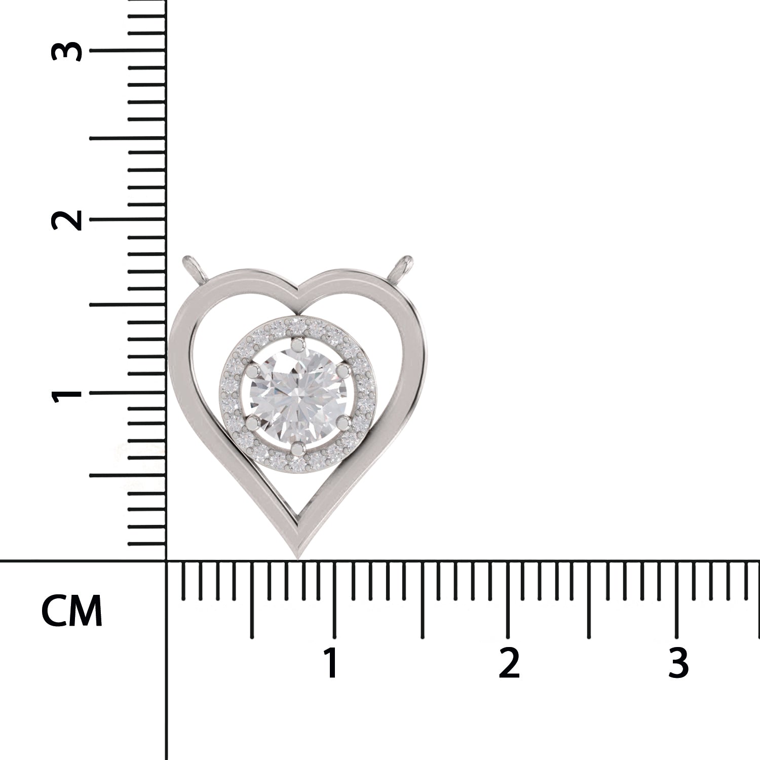0.61 Ct Round Shape Heart Halo Diamond Necklace | 14K White Gold