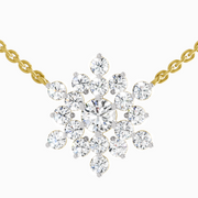 2.04 ct Round Flower Pendant Necklace | 14K Yellow Gold