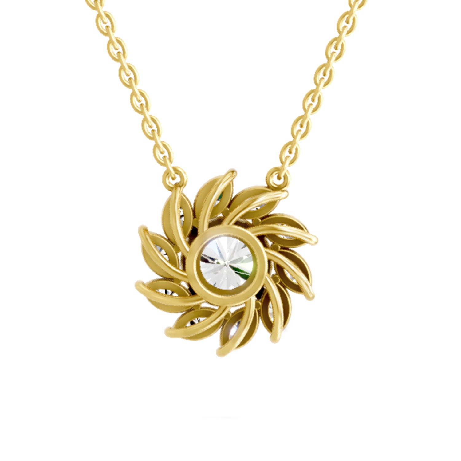3.30 Ct Round Shape Floral Diamond Necklace | 14K Yellow Gold