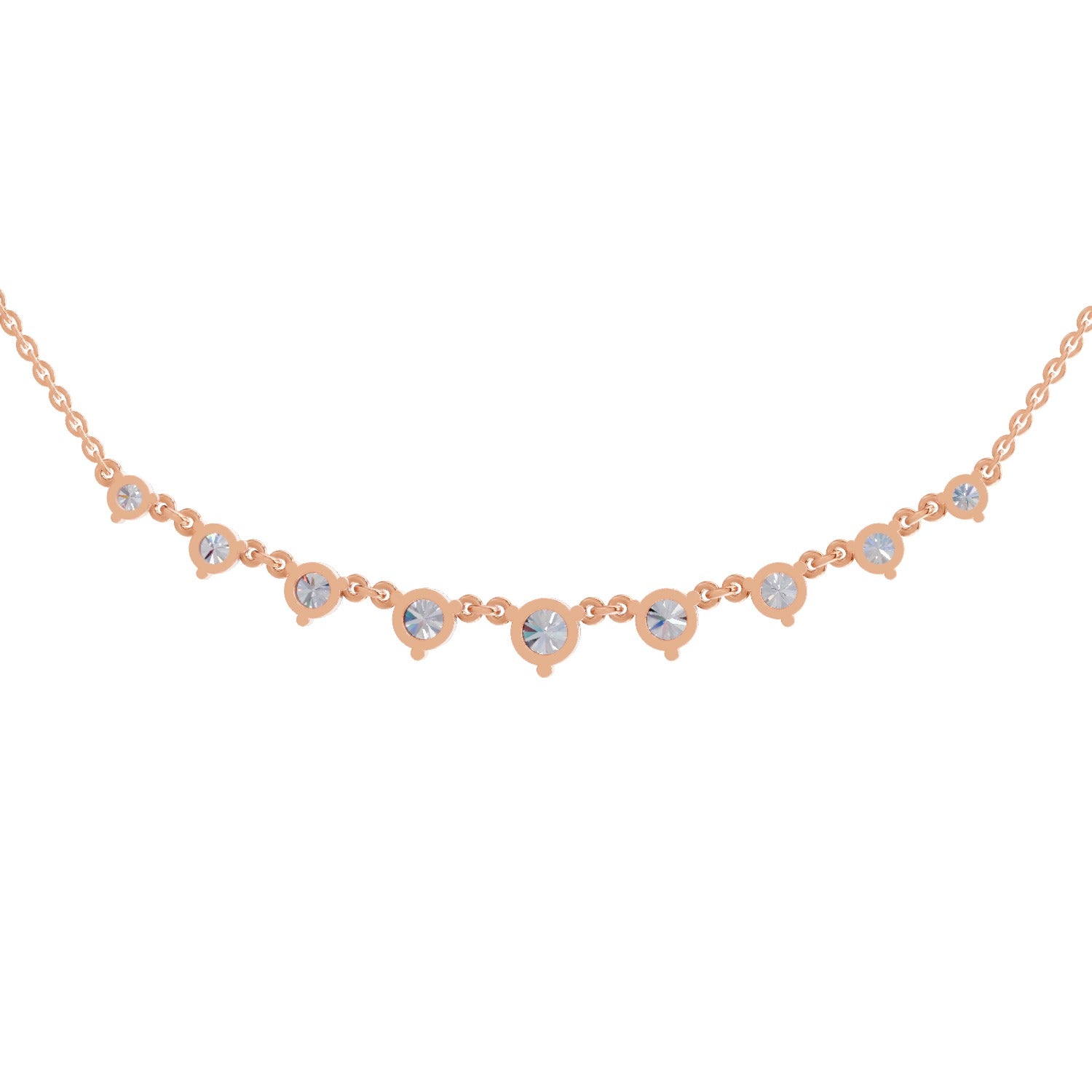 2.97 Ct Round Shape Diamond Necklace | 14K Rose Gold