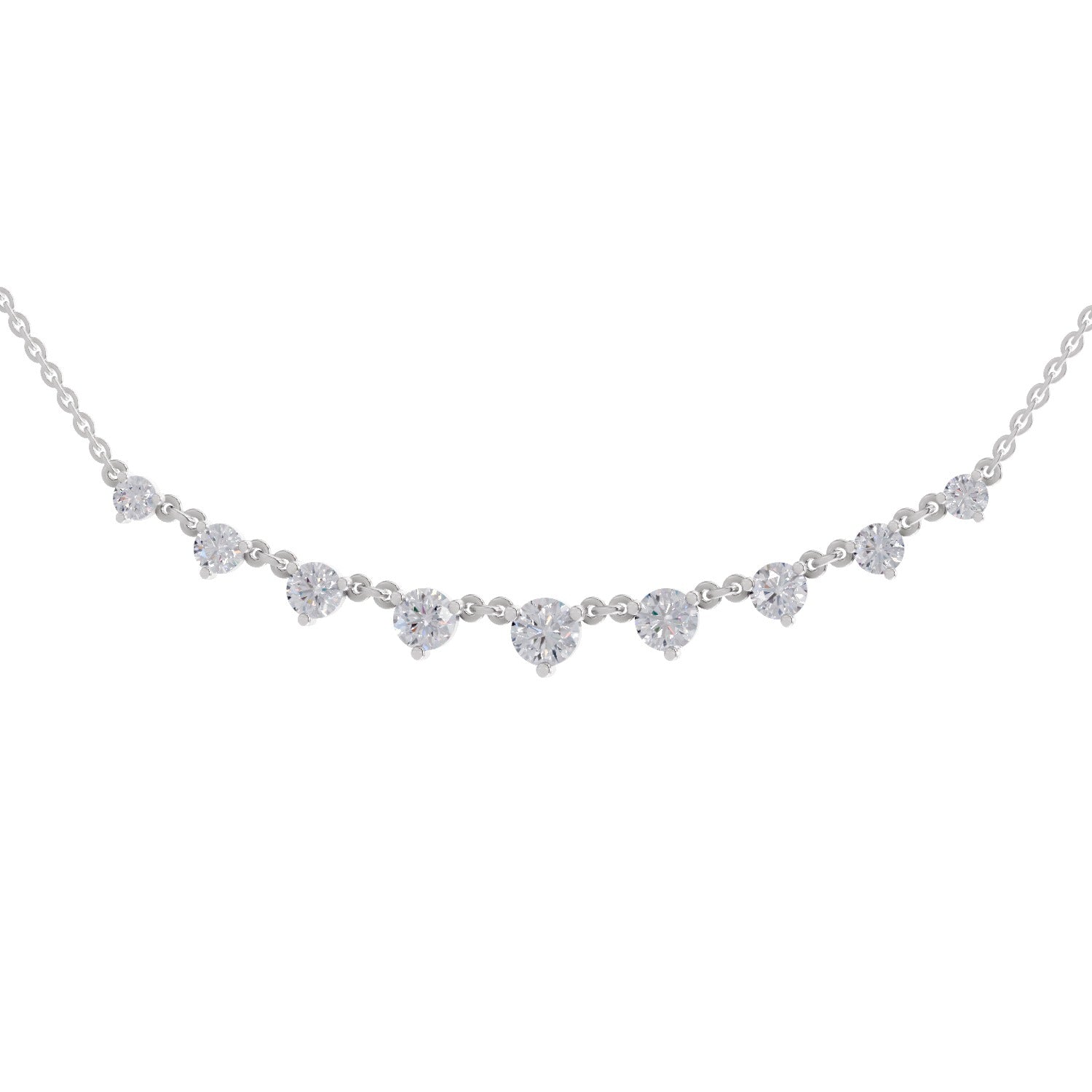 2.97 Ct Round Shape Diamond Necklace | 14K White Gold