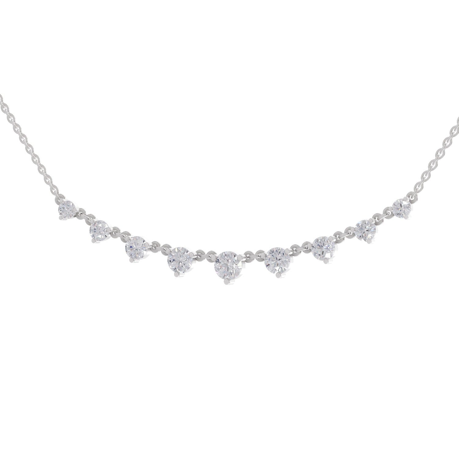 2.97 Ct Round Shape Diamond Necklace | 14K White Gold