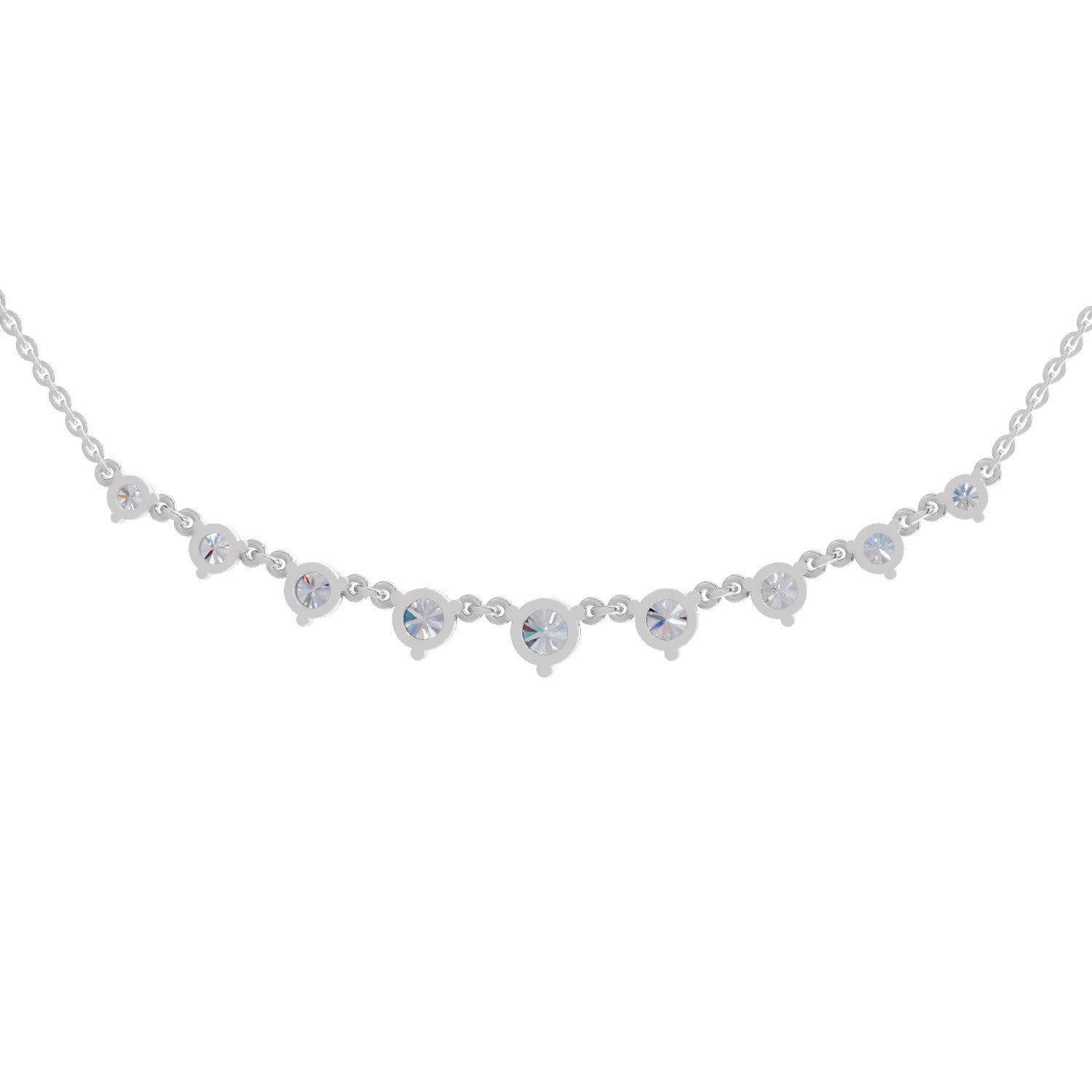 2.97 Ct Round Shape Diamond Necklace | 14K White Gold