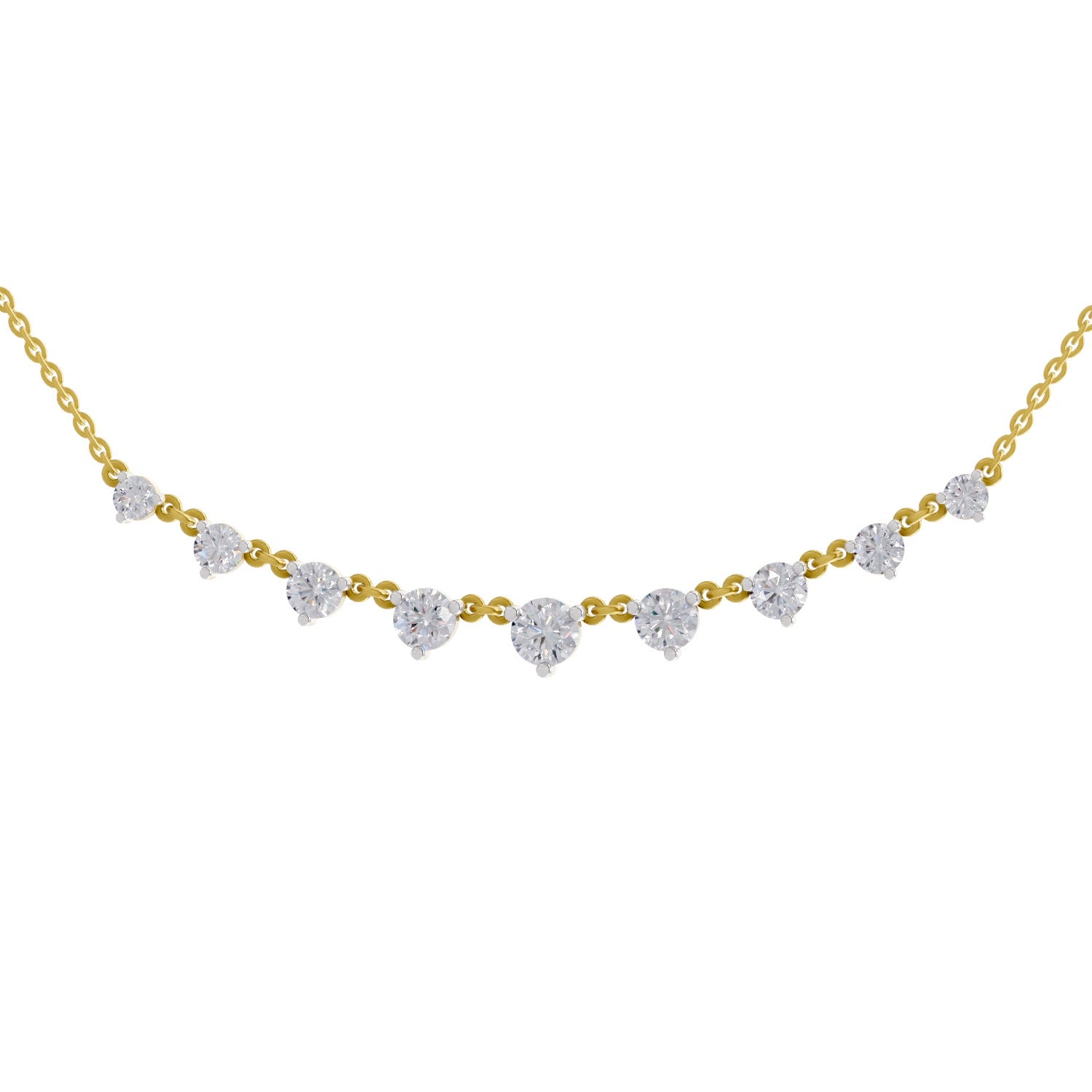 2.97 Ct Round Shape Diamond Necklace | 14K Yellow Gold