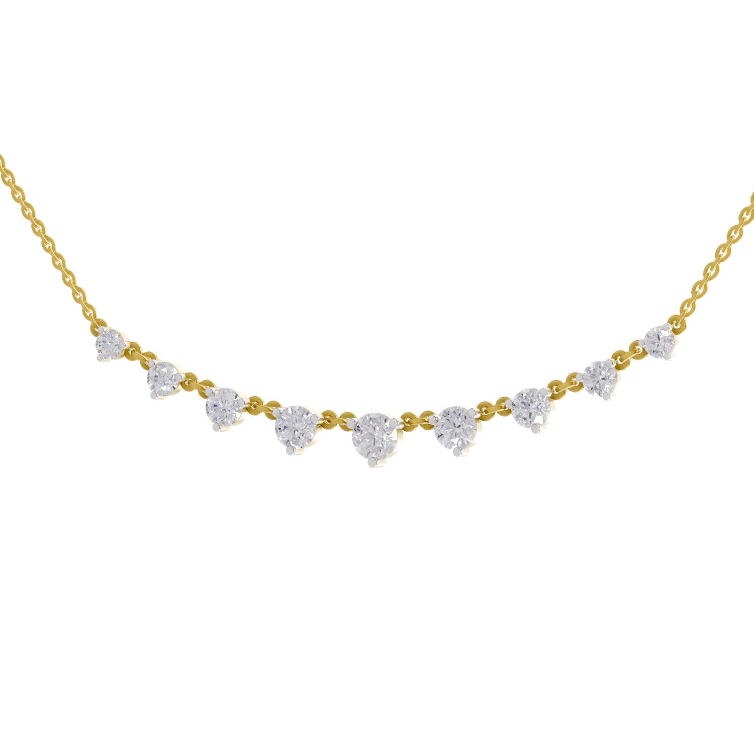 2.97 Ct Round Shape Diamond Necklace | 14K Yellow Gold