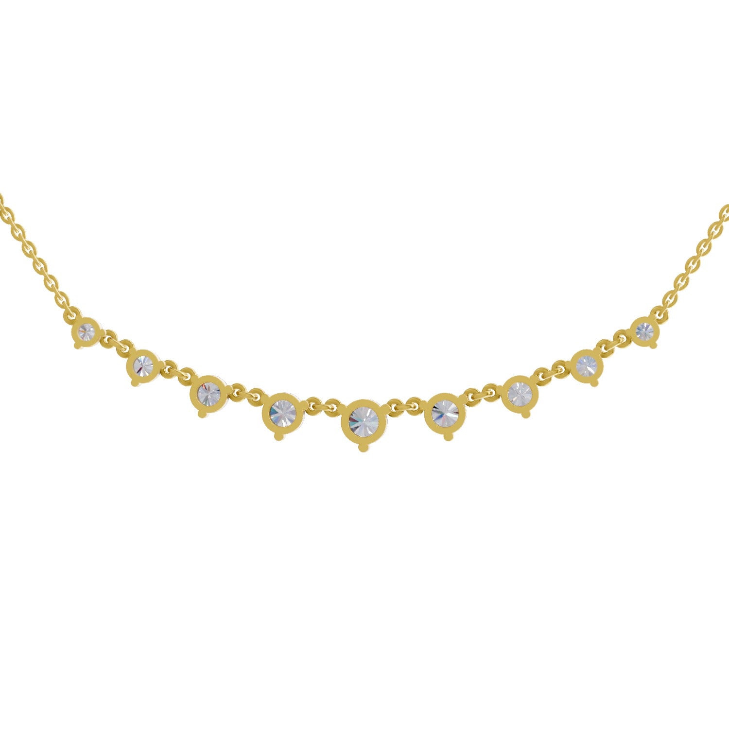 2.97 Ct Round Shape Diamond Necklace | 14K Yellow Gold
