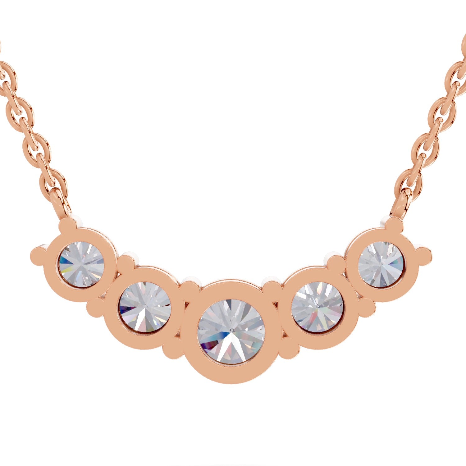 2.80 Ct Graduated Curved Diamond Necklace | 14K Rose Gold