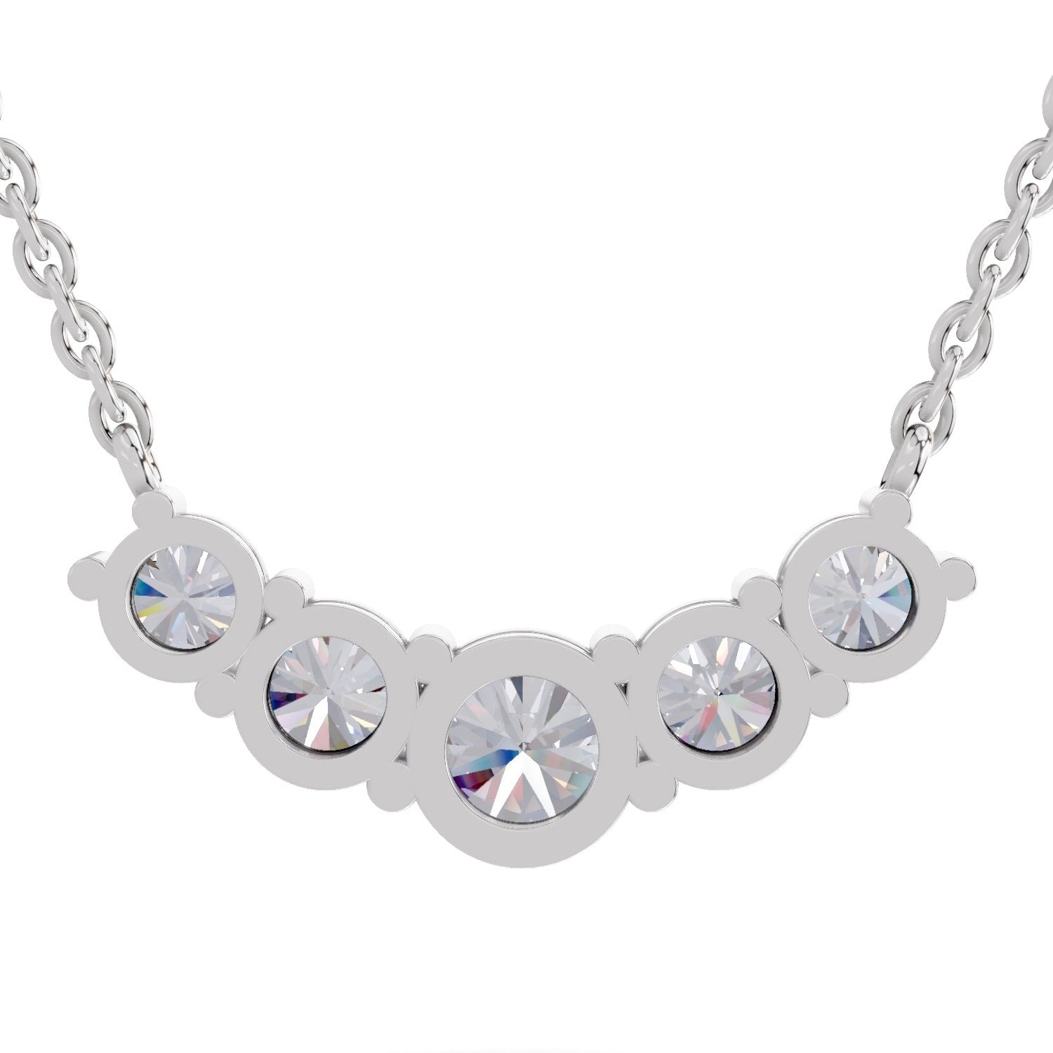 2.80 Ct Graduated Curved Diamond Necklace | 14K White Gold