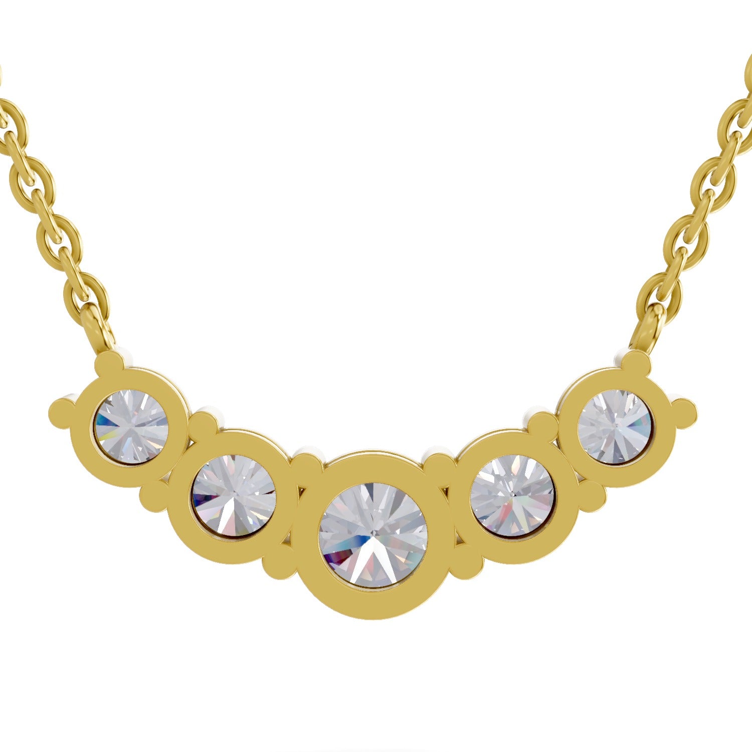 2.80 Ct Graduated Curved Diamond Necklace | 14K Yellow Gold