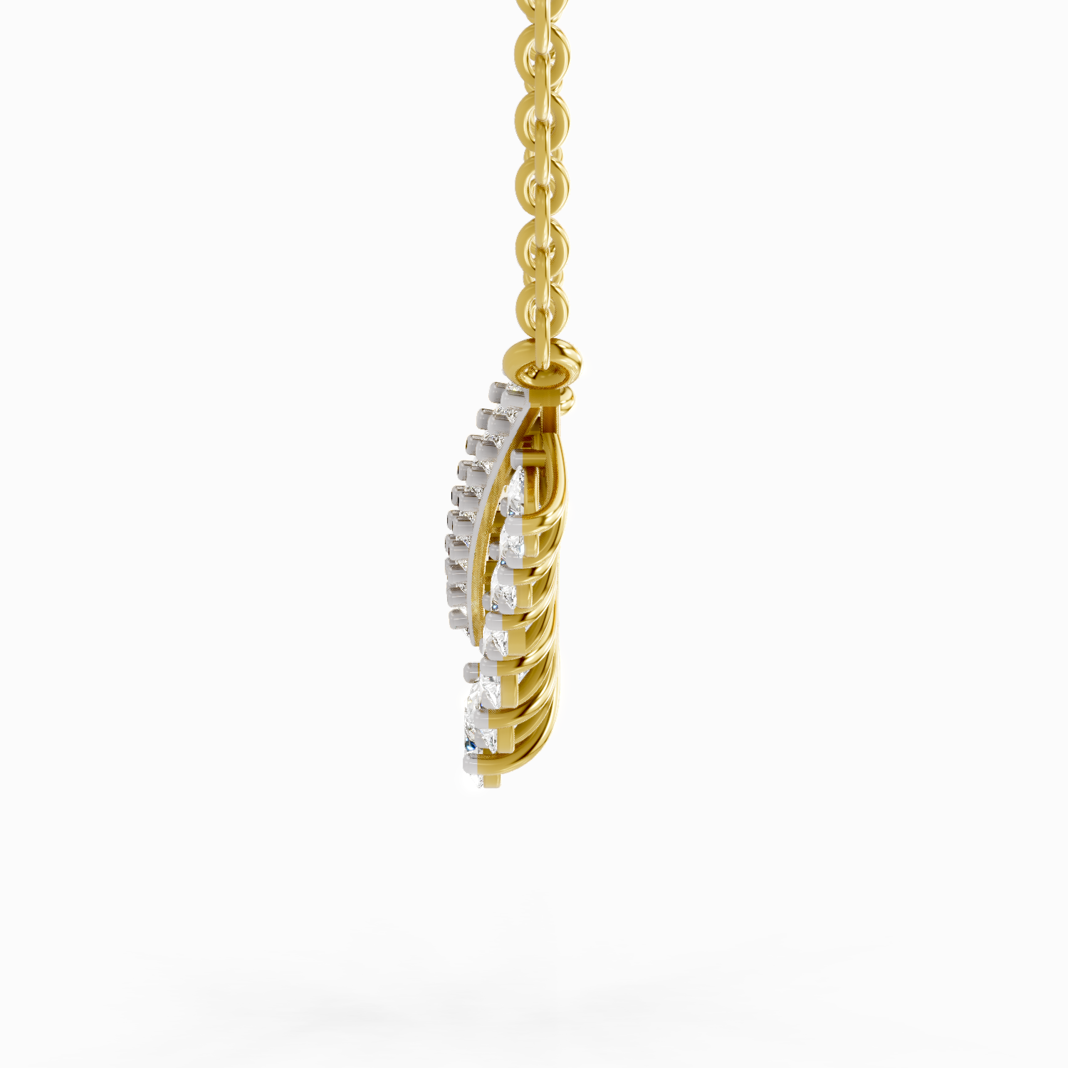 1.57 Carat Pear V Bar Fashion Necklace | 14K Yellow Gold