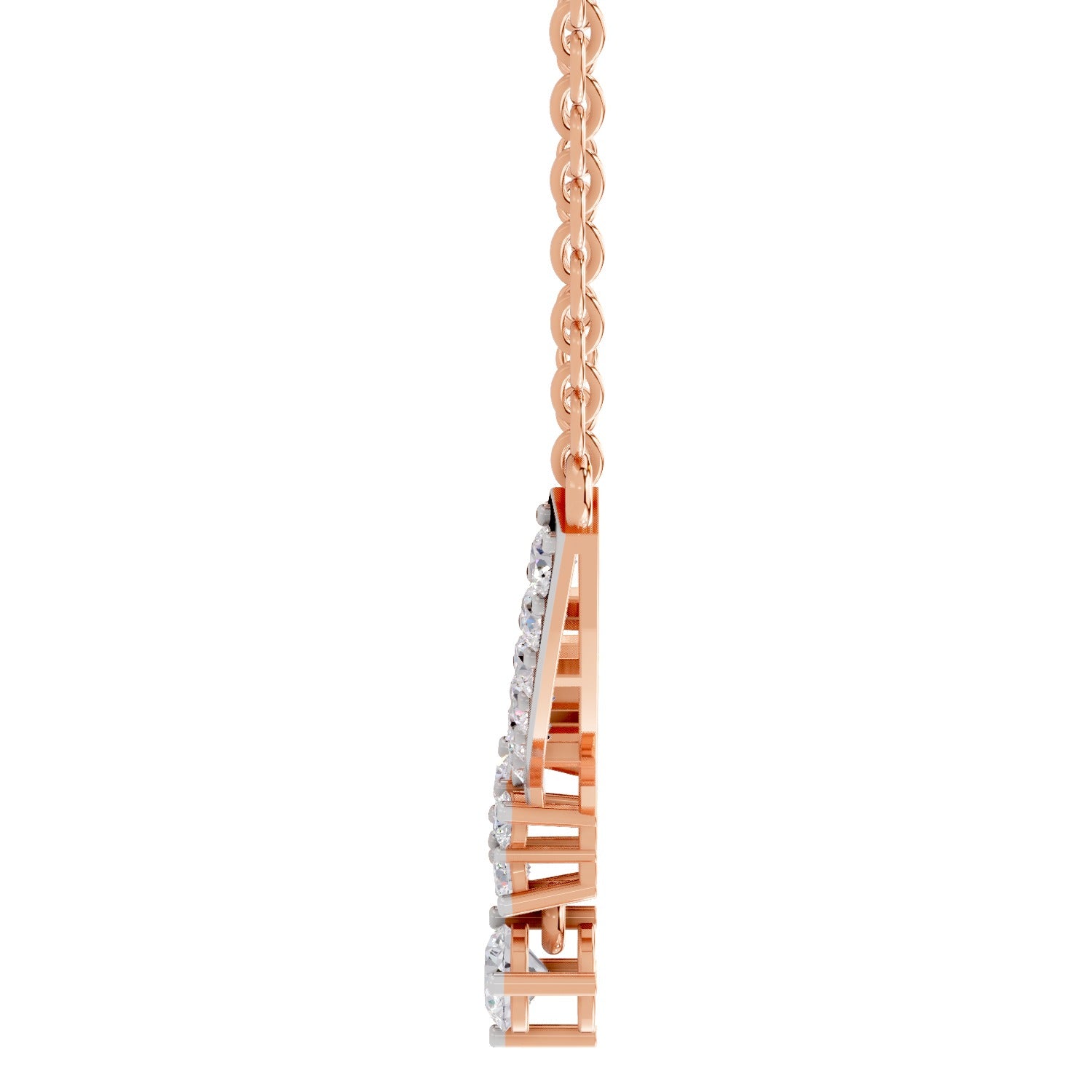1.22 Ct Round Shape Diamond with Cluster Drop Necklace | 14K Rose Gold