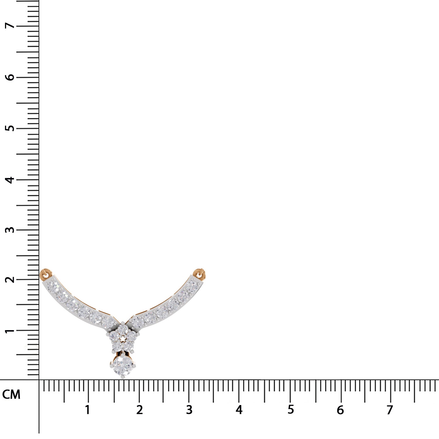 1.22 Ct Round Shape Diamond with Cluster Drop Necklace | 14K Rose Gold