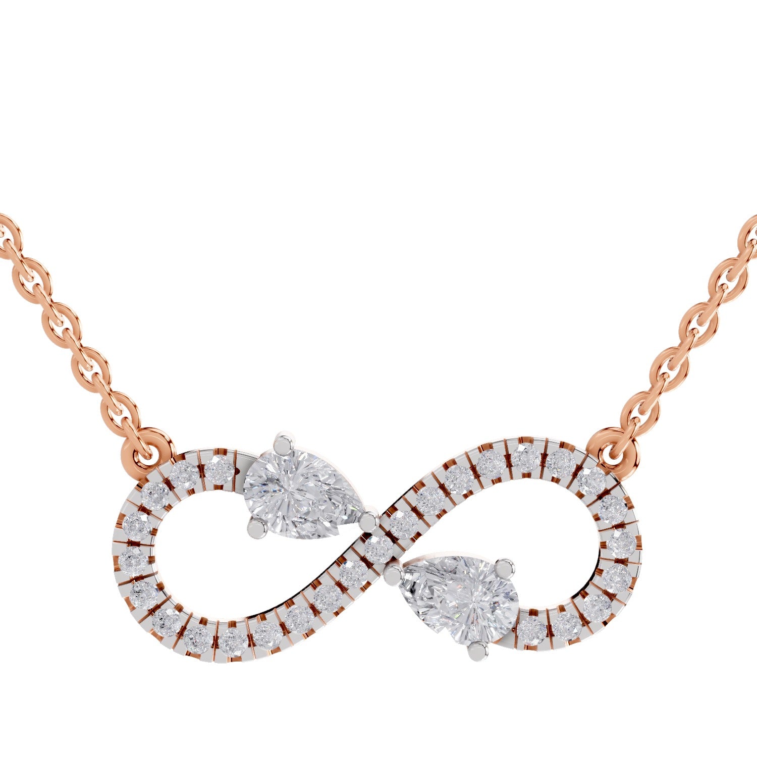 0.98 Ct Pear Shape Infinity Diamond Necklace in 14K