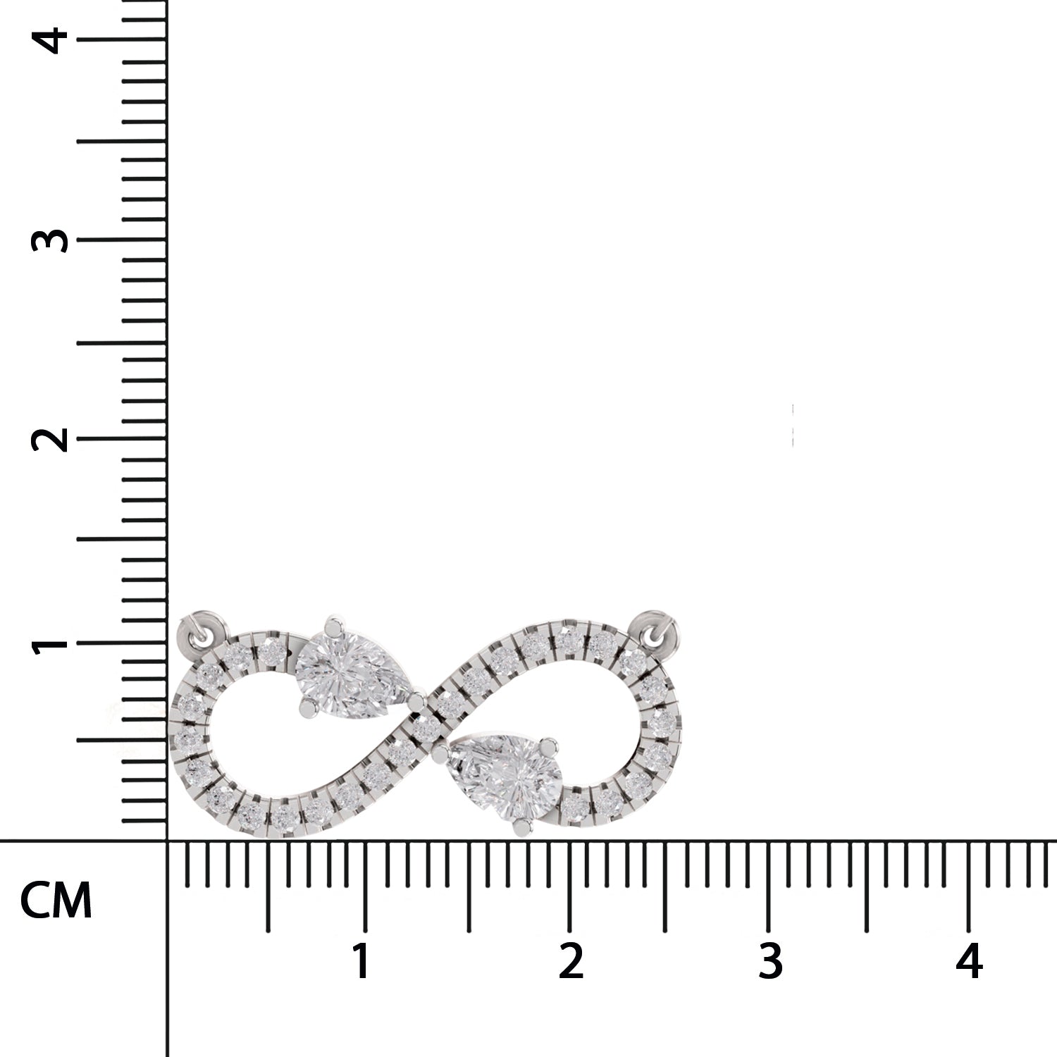 0.98 Ct Round & Pear Shape Infinity Diamond Necklace | 14K White Gold