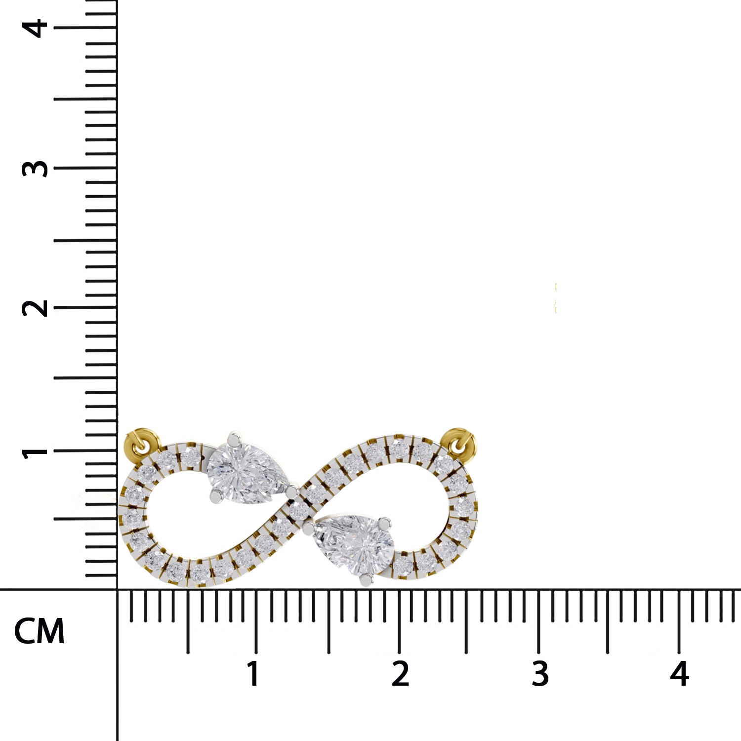 0.98 Ct Round & Pear Shape Infinity Diamond Necklace | 14K Yellow Gold
