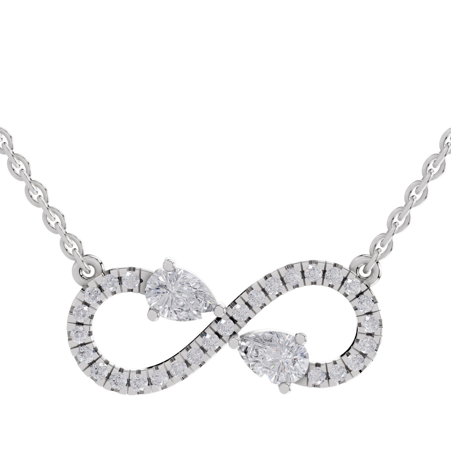 0.98 Ct Pear Shape Infinity Diamond Necklace in 14K