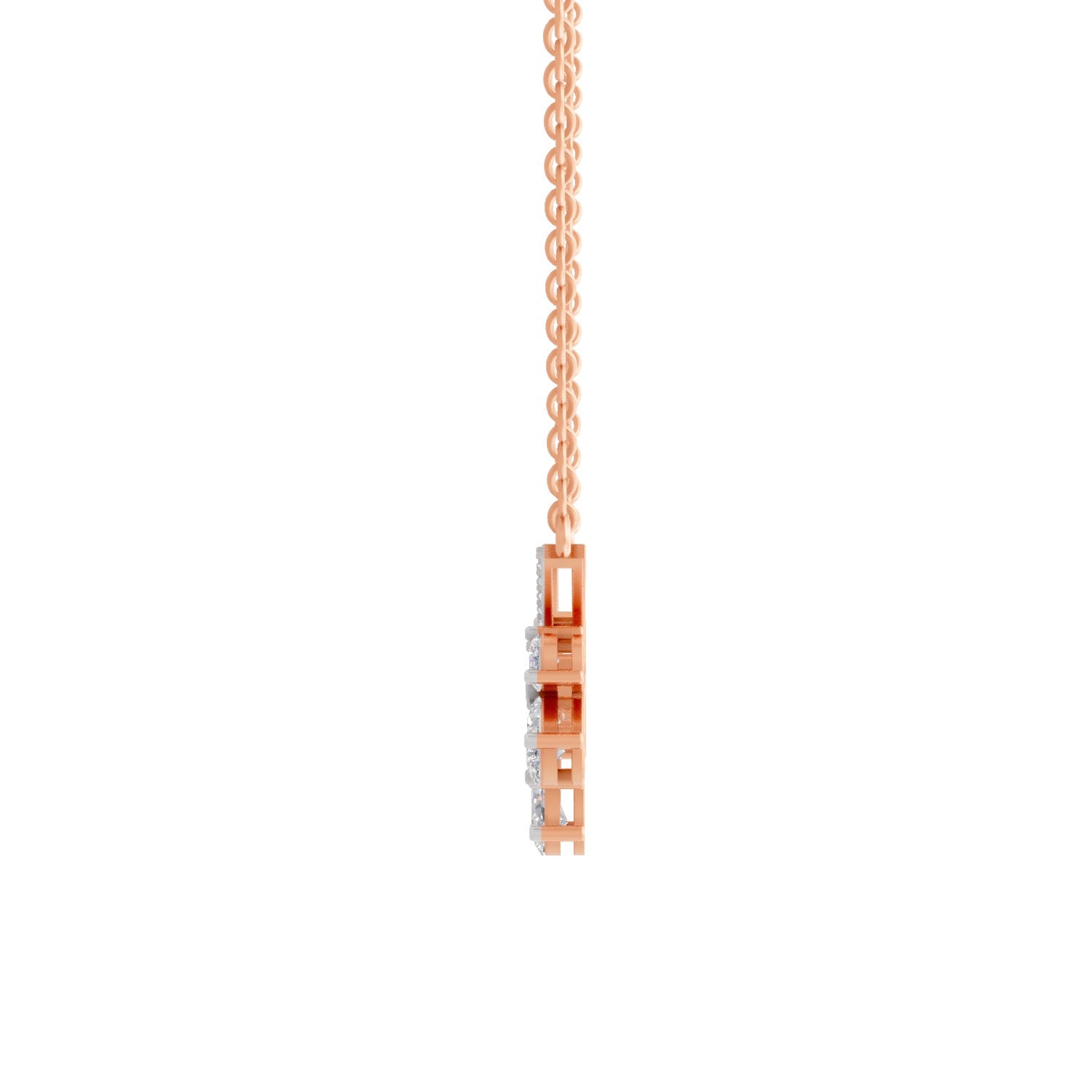 1.91 Ct Pear & Round Shape Floral Drop Diamond Necklace | 14K Rose Gold