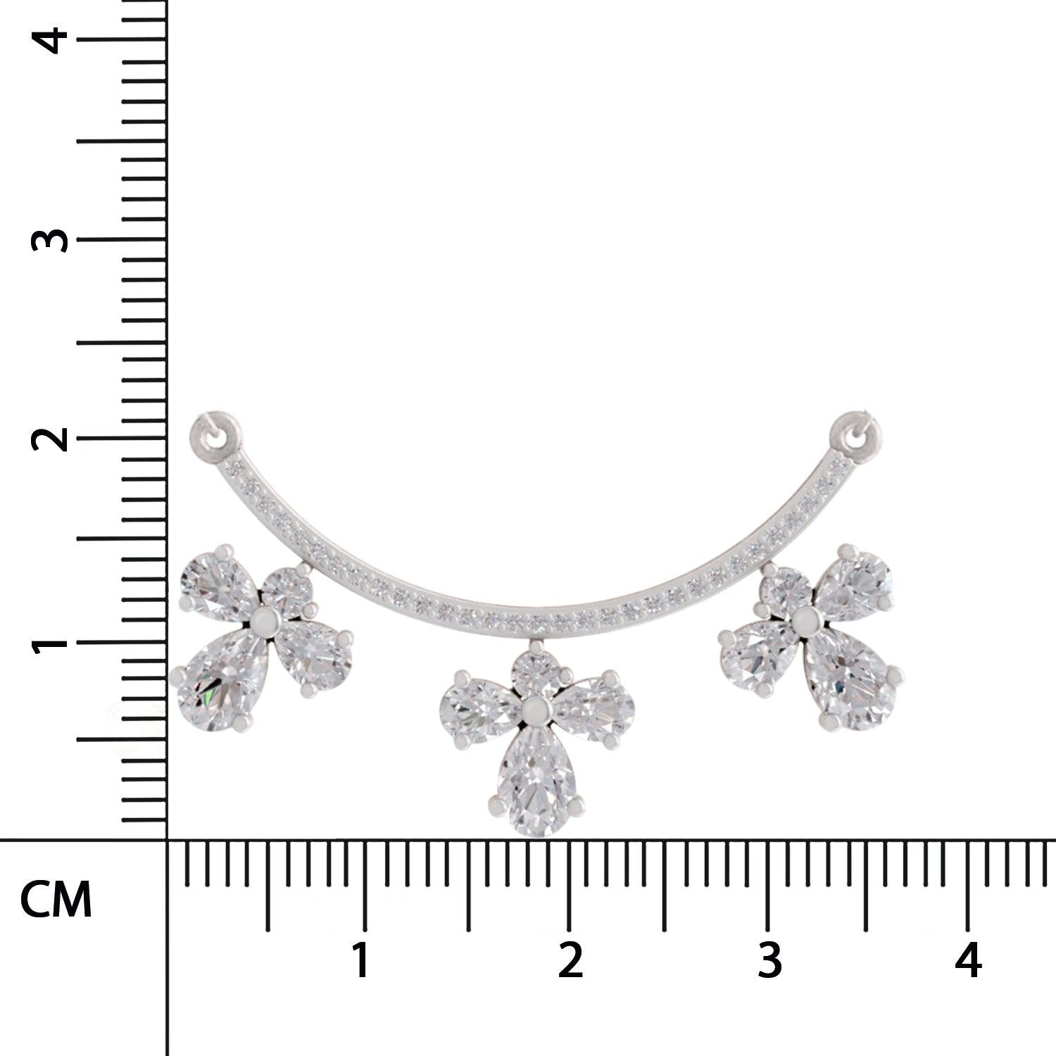 1.91 Ct Pear & Round Shape Floral Drop Diamond Necklace | 14K White Gold