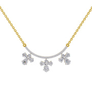 1.91 Ct Pear Floral Drop Diamond Necklace in 14K