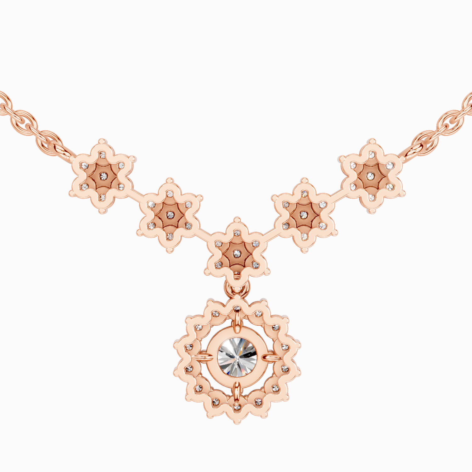 1.16 Carat Round Floral Necklace | 14K Rose Gold