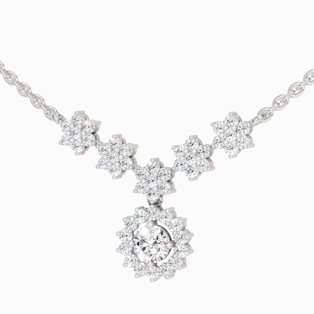 1.16 Carat Round Floral Necklace | 14K Yellow Gold