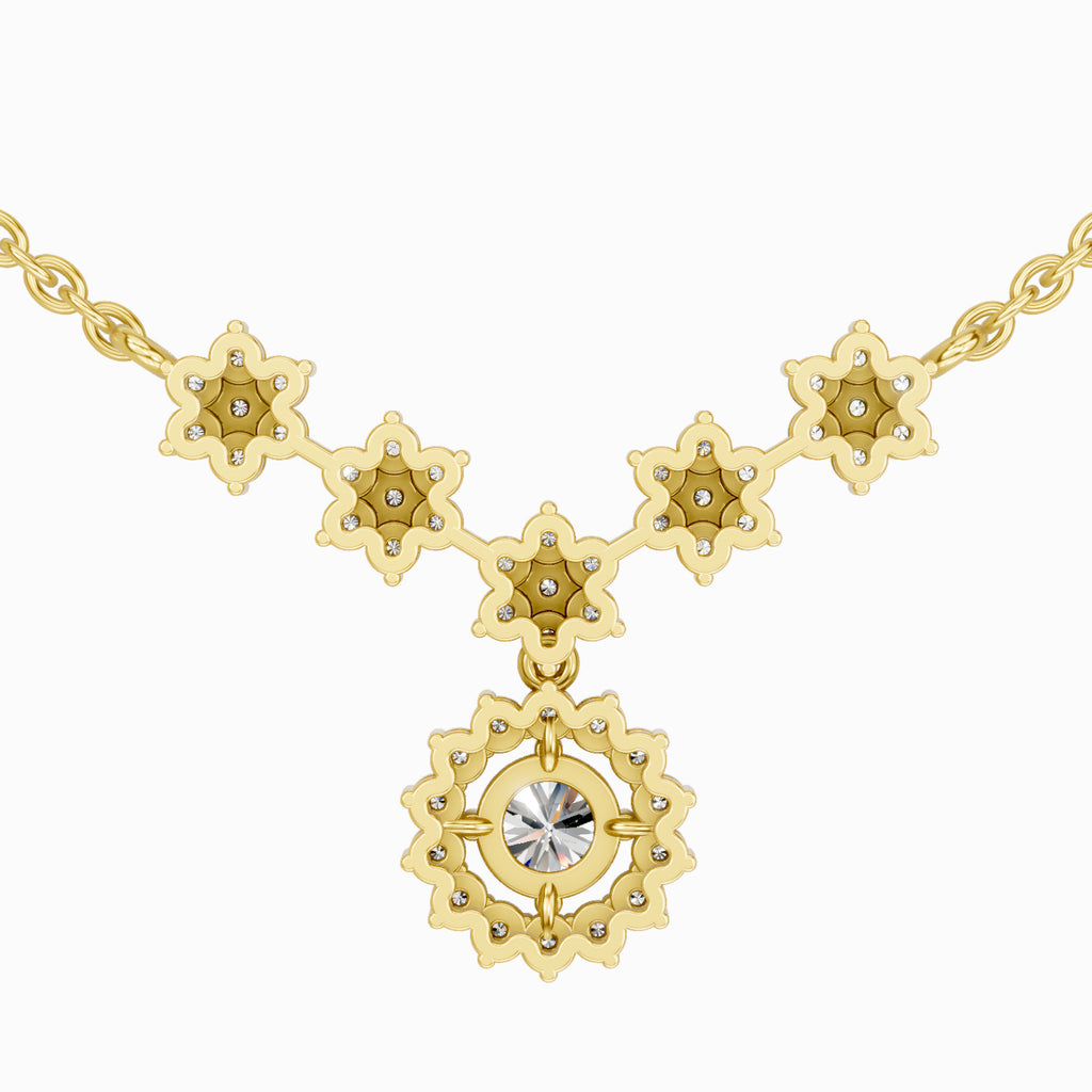 1.16 Carat Round Floral Necklace | 14K Yellow Gold
