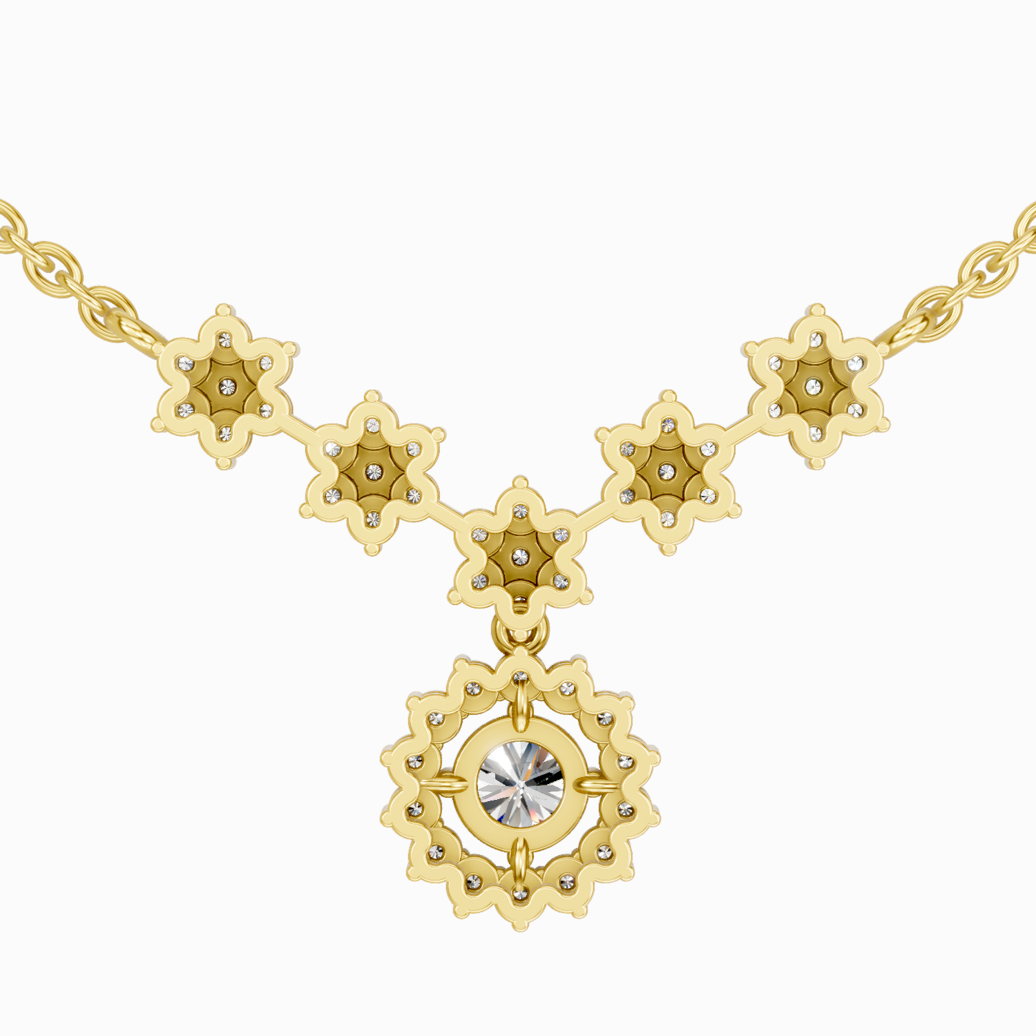 1.16 Carat Round Floral Necklace | 14K Yellow Gold