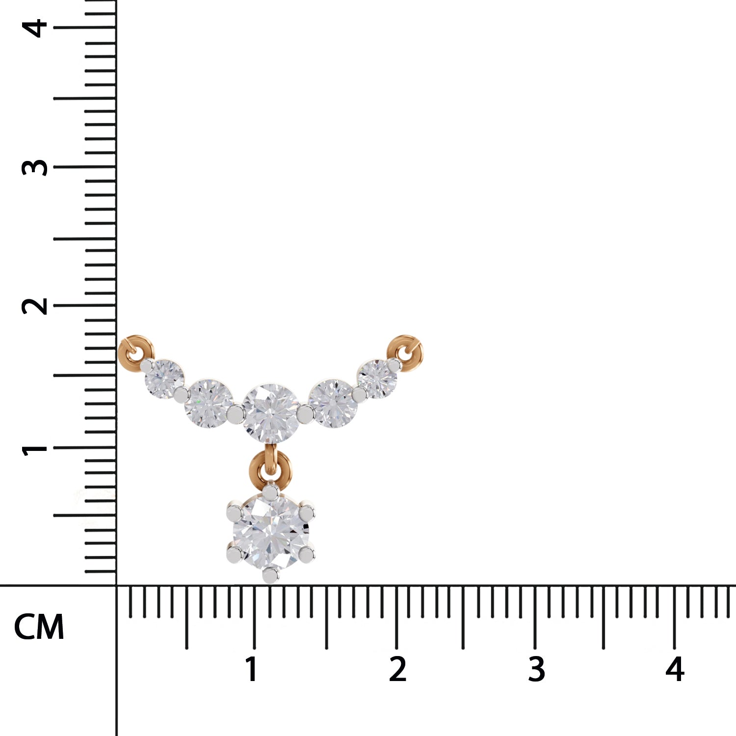 1.13 Ct Round Shape Graduated Diamond Drop Necklace | 14K Yellow Gold