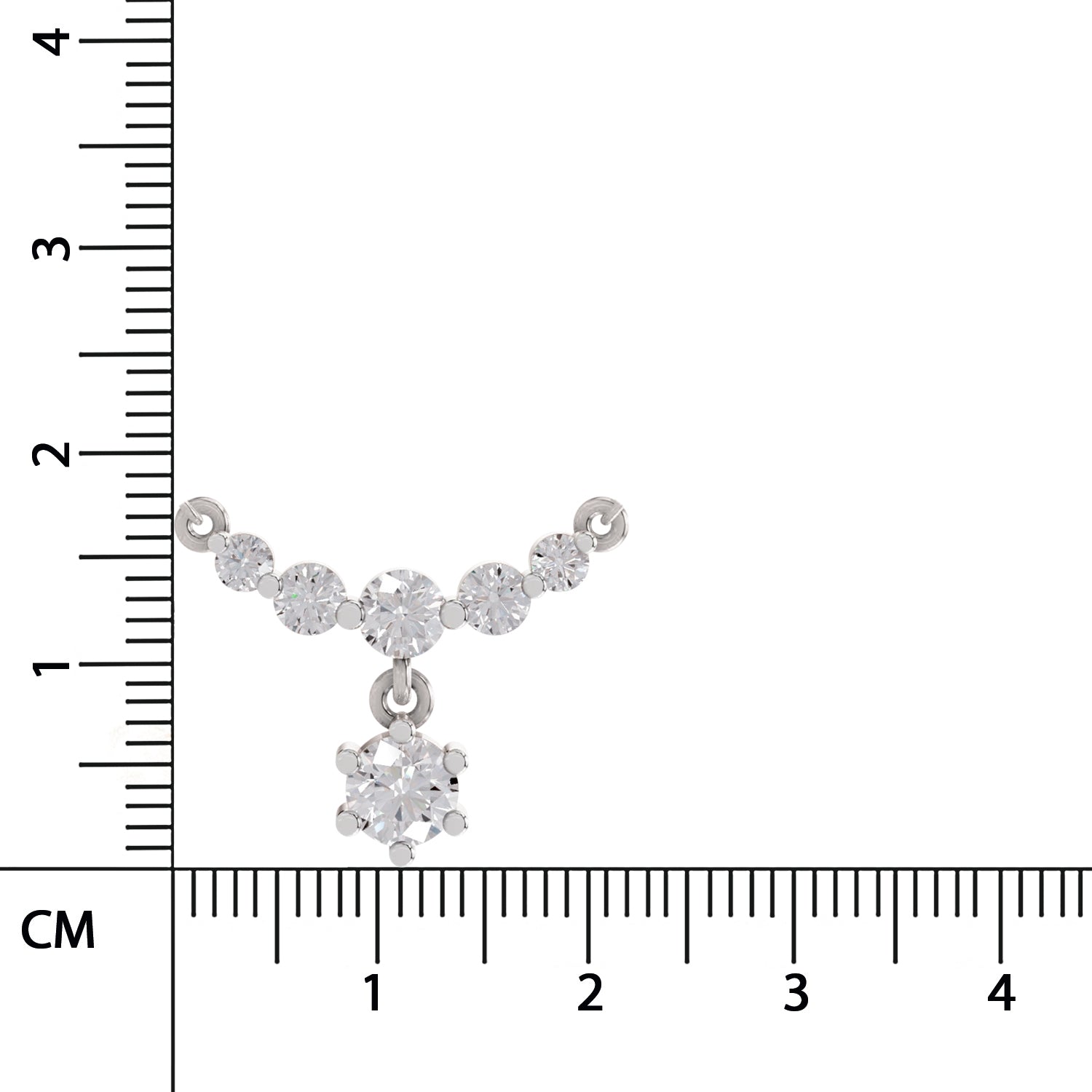 1.13 Ct Round Shape Graduated Diamond Drop Necklace | 14K White Gold