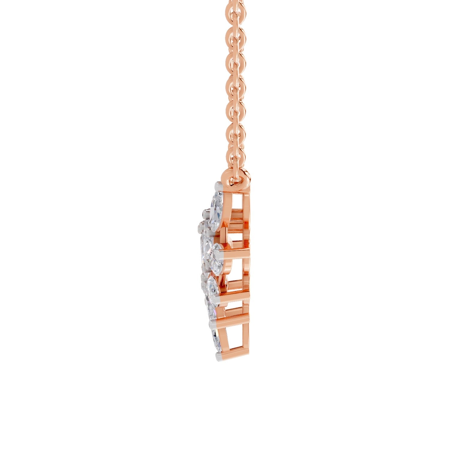 1.82 Ct Marquise Shape Cluster Diamond Necklace | 14K Rose Gold